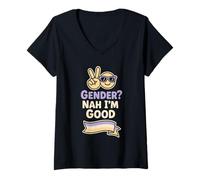 Womens Nonbinary Pride Beyond Binary They Them LGBTQ Humor V-Neck T-Shirt