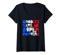 Womens Noodles Gave me Superpowers - Pasta Humor V-Neck T-Shirt