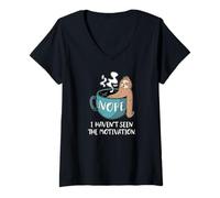 Womens Nope I Haven't Seen The Motivation Sloth in A Coffee Mug V-Neck T-Shirt