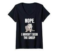 Women's Nope I Haven't Seen The Sheep Funny Innocent Wolf Meme V-Neck T-Shirt