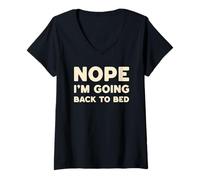 Womens Nope I'm Going Back to Bed Lazy Funny V-Neck T-Shirt