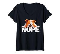 Womens Nope Lazy English Bulldog Dog Lover the English Bulldog Nope V-Neck T-Shirt