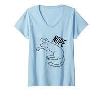 Womens Nope Not Today Funny Lazy Bum Cat T-Shirt Kitty Lover Gift V-Neck T-Shirt