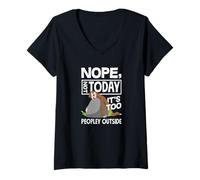 Women's Nope Not Today It's Too Peopley Outside Funny Sloth V-Neck T-Shirt