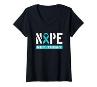 Women's Nope Not Today Ovarian Cancer Awareness V-Neck T-Shirt
