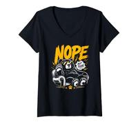 Women's Nope NOT Today. Sarcastic Bear V-Neck T-Shirt
