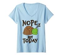 Womens Nope Not Today Sleeping Turtle Lazy Mood Funny Animal Quote V-Neck T-Shirt