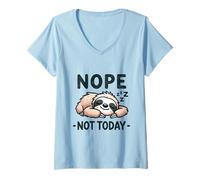 Women's Nope Not Today Sloth Sleeping Lazy Funny Cute Animal Lover V-Neck T-Shirt