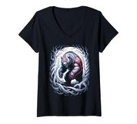 Womens Nordic Mythology - Mystical Viking Bear - Legendary Norse V-Neck T-Shirt