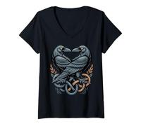 Womens Nordic Mythology - Odins Raven Viking Midgard Thor Walhalla V-Neck T-Shirt