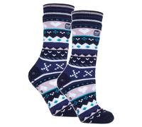 Womens Nordic Slipper Socks by Heat Holders - 2 Pack Fleece Lined Non Slip Socks