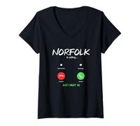 Women's Norfolk is Calling and I Must Go England Traveling V-Neck T-Shirt
