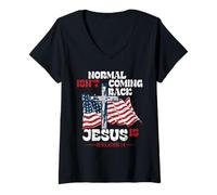 Womens Normal is not Coming Back Jesus is Jesus is Coming Back V-Neck T-Shirt