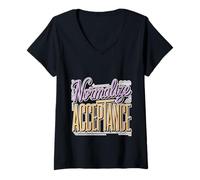 Womens Normalize Acceptance Inclusion Message Positive - V-Neck T-Shirt