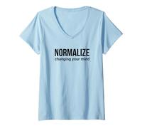 Women's Normalize Changing Your Mind Growth Mindset V-Neck T-Shirt