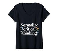Women's Normalize Critical Thinking Logic Thoughts Mindset - V-Neck T-Shirt
