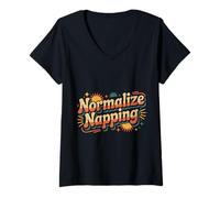 Women's Normalize Napping Lazy Self-Care Sleep |- V-Neck T-Shirt