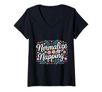 Womens Normalize Napping Lazy Self-Care Sleep - V-Neck T-Shirt