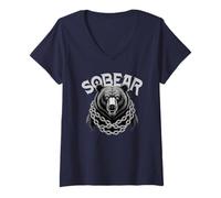 Womens Normalize SOBEAR Bear Sobriety Sponsor AA Women Anniversary V-Neck T-Shirt