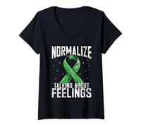 Womens Normalize Talking About Feelings Mental Health Awareness V-Neck T-Shirt