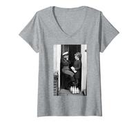 Womens Norman Wisdom Comedian As Milkman in London 1972 V-Neck T-Shirt