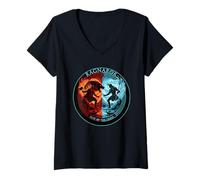 Womens Norse Mythology Fenrir Thor Loki Ragnarok Fate of The Gods V-Neck T-Shirt