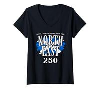 Womens North East 250 Scotland Flag Route Travel Gift NE250 V-Neck T-Shirt
