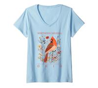 Women's Northern Cardinal Official State Bird Art V-Neck T-Shirt