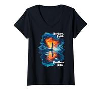Womens Northern Lights, Southern Bites V-Neck T-Shirt