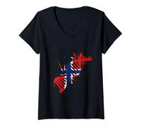Womens Norway Flag DNA Molecule Norwegian Pride Norwegian Roots V-Neck T-Shirt
