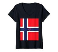 Womens Norway Flag Norwegian Heart Proud Heritage National Day V-Neck T-Shirt