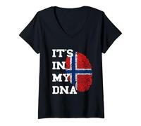 Women's Norway It's in My DNA Norwegian Roots Thumb Norwegian Flag V-Neck T-Shirt