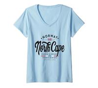 Womens Norway North Cape Norwegian Flag Nordkapp Noreg Norge V-Neck T-Shirt