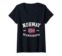 Womens Norway Scandinavia Norwegian Flag Norge Norwayan Noreg V-Neck T-Shirt