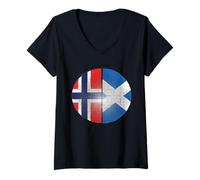 Womens Norwegian Scottish Flag Puzzle T-shirt V-Neck T-Shirt