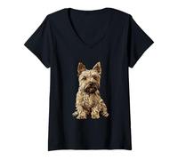 Womens Norwich Terrier Dog Illustration V-Neck T-Shirt