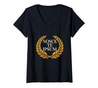 Women's Nosce Te Ipsum Ancient Latin Wisdom Quote V-Neck T-Shirt