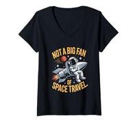 Womens Not A Big Fan of Space Travel Funny Space V-Neck T-Shirt