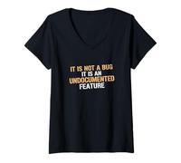 Women's Not A Bug It is an Undocumented Feature Coder Tech Engineer V-Neck T-Shirt