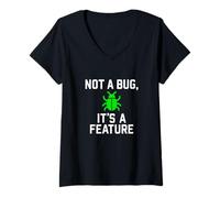 Womens Not a Bug, It’s a Feature - Funny Coding V-Neck T-Shirt