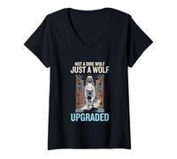 Womens Not A Dire Wolf Just A Wolf Upgraded Science Paleontology V-Neck T-Shirt