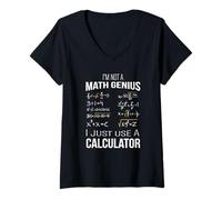 Womens Not A Math Genius Calculator Humour Calculator Math V-Neck T-Shirt