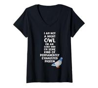 Womens Not a Night Owl or Early Bird I'm an Exhausted Pigeon Tired V-Neck T-Shirt