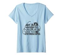Womens Not All Angels Have Wings Some Have Stethoscopes - Nursing V-Neck T-Shirt