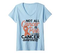 Womens Not All Cancer is Pink Endometrial Cancer Awareness Uterine V-Neck T-Shirt