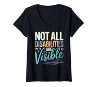 Women's Not All Disabilities are Visible Awareness V-Neck T-Shirt