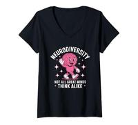 Womens Not All Great Minds Think Alike Celebrate Neurodiversity V-Neck T-Shirt