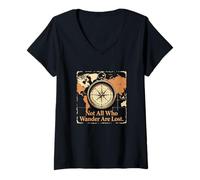 Women's Not All That Wander are Lost Compass Travel Adventure V-Neck T-Shirt