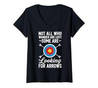 Women's Not All Wander Lost Compound Bowhunter Bow Hunting Archery V-Neck T-Shirt