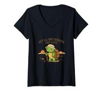 Women's Not All Who Wander are Fast Funny Turtle Hiker Hiking Pun V-Neck T-Shirt